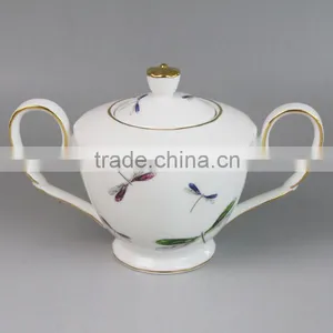 Coffee Accessories Dragonfly Pattern Ceramic Sugar Bowl for Coffee thumbnail-1