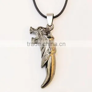 Popular Personality Stainless Steel Bronze Wolf Tooth Pendants Necklace thumbnail-2