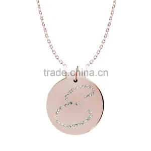 Silver/Brass in 14k White Gold or Rose Gold Collection in Italics Alphabet 'E' Customize Design Pendants thumbnail-2