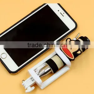 Fashion Cartoon Mini Selfie Stick Wired Remote Holder Phone Monopod Paul Teddy Doraemon thumbnail-3