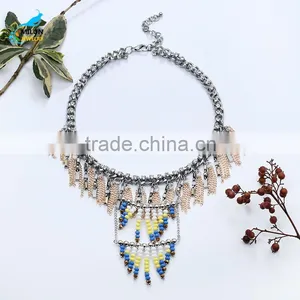 Trendy Fashion Tassel Rhinestone Choker Statement Necklace 2016 thumbnail-4