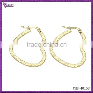 Jewellery Lxury Surgical Steel Gold Plated Peach Heart Shape Hoop Earrings thumbnail-1