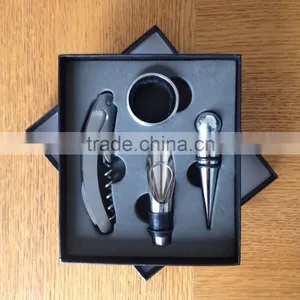 Wine Bottle Opener 4pc Tool Set Corkscrew Pourer Stopper Drip Ring Aerator Gift thumbnail-2