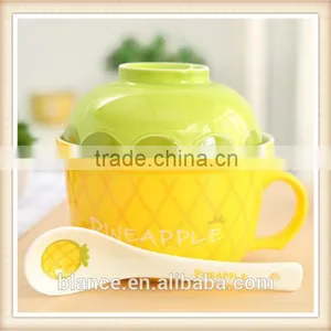 Large Ceramic Soup Bowl Set With Spoon in Fruit Shape Design thumbnail-2
