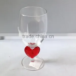 SHOT STEM WINE GLASS WITH HEART DESIGN STEM ,UNIQUE DESIGN thumbnail-1