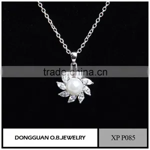 Latest Wholesale Costume Jewelry Silver Pearl Pendant Jewellery Necklace thumbnail-1