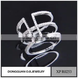 Top Quality Ladies Brass Plated Sliver Finger Ring/fashion White CZ Gemstone Ring thumbnail-1