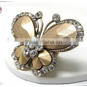 Crystal Stud Metal Butterfly Stretch Ring thumbnail-1