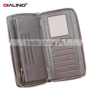 QIALINO Wholesale Zip Wallet Luxury Ostrich Leather for Iphone Case Wallet Handbag thumbnail-3