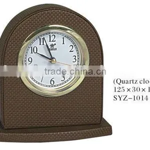 Hotel Supplies Faux Leather Covered Quartz Clock Personalized thumbnail-1