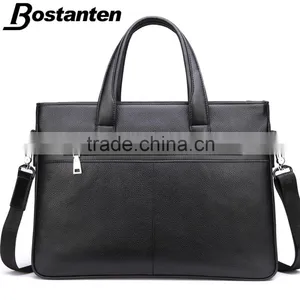 Horizontal Cowhide Leather Vintage Men Briefcase Laptop Bag Messenger Hand Bag thumbnail-2