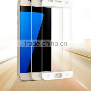 2016 High Quality Full Cover White Color Shock Proof Tempered Glass Screen Protector Film for Samsung Galaxy S7 thumbnail-1