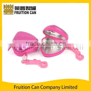 Small Heart Shape Metal Tin Box With Zipper thumbnail-1