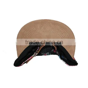 Floral 5 Panel Suede Brim Leather Snapback ,Custom All Over Print 5 Panel Hats,Custom Floral 5 Panel Snapback Hat Wholesale thumbnail-3