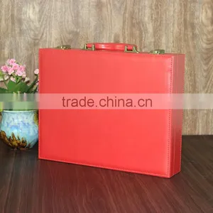 Chinese Factories Wholesale Custom High-grade PU Leather Gift Box, Red Beautiful Display Box thumbnail-1