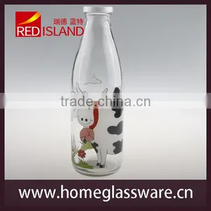 1L Stamping Milk Glass Bottle With Tin Lid 2016 Hot Selling thumbnail-2