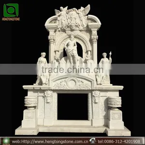Freestanding White Marble Statue Double Decorative Fireplace Mantel thumbnail-1