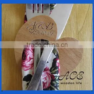 High Quality Heart Shape Wooden Printing Napkin Ring With Laser Logo thumbnail-1