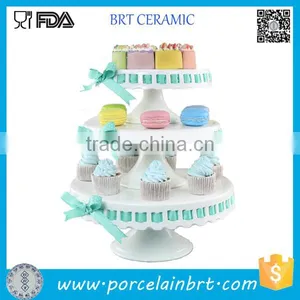 Wedding 3 Tier Ceramic Cake Stand With Ribbon Decorating Cake thumbnail-1