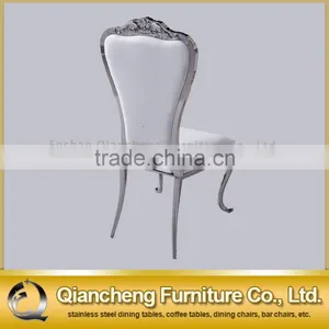 Luxury White Leather Banquet Chair With Mirror Silver Legs thumbnail-5