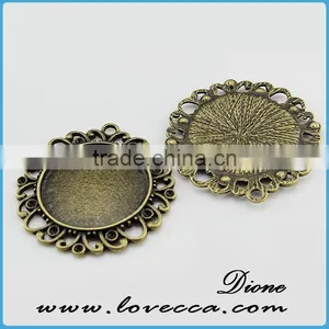 Round Glass Cabochons Metal Base ,Alloy Jewelry Accessory,Wholesale Alloy Metal Blank Pendants thumbnail-1
