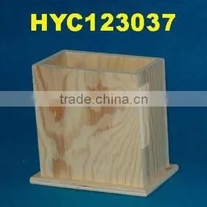 Custom Unfinished Desk Top Wooden Pen Holder thumbnail-1