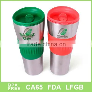 Double Wall Plastic Mug,Plastic and Stainless Steel Tumber With Selicone thumbnail-1