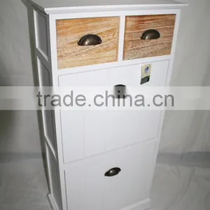 Brown White Wood Storage Shoe Cabinet thumbnail-1