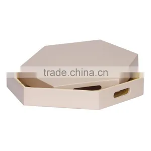 Hexagon Colored Lacquer Serving Tray, Spun Bamboo Tray thumbnail-3
