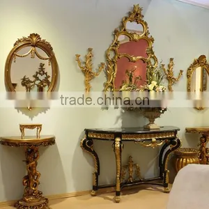 Antique Victorian Gold Color Bed Room Wall Hanging Console Table and Mirror thumbnail-6