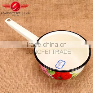 Enamelware Casserole /enamel Casserole Pot Milk Pot With Flower Decal thumbnail-2