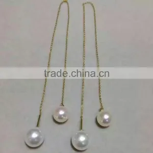 AAA 8.5-9mm White Color Akoya Pearl With 14k Yellow Gold Chain Necklace thumbnail-1