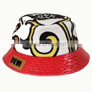 Fashion Ourdoor Sun Hat Bucket Hat With PU Leather Brim thumbnail-1