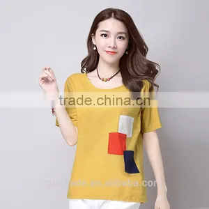 China Factory Wholesale Custom Logo Cotton Women's T-shirt Embroidery Shirt thumbnail-4