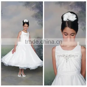 Fashion White Strap Satin Party Baby Girl Wedding Dress thumbnail-1