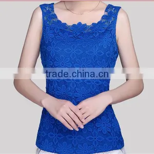 New Style Solid Color Lace Crochet Women's Tank Top thumbnail-1