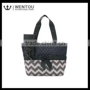 Cute Zig Zag Stripe Quilted Baby Diaper Bag thumbnail-2