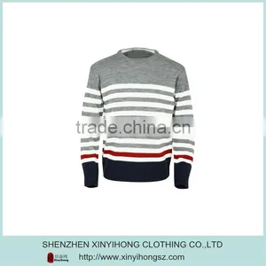 Cotton Stretch Conatract Colors Long Sleeve Golf Knitwear For Men thumbnail-1