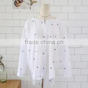 Simple Style Chiffin Wihte V Neck no Collar 7 Sleeve Women Casual Bouse thumbnail-1