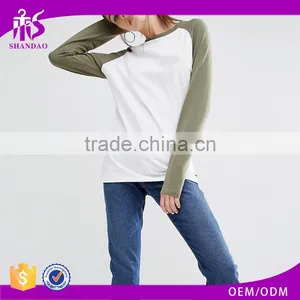 2017 China Clothing Manufacturer Latest Design Fashion High Quality Stylish 180g 100% Cotton O-Neck Raglan Sleeve Women T Shirt thumbnail-1