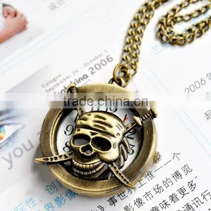 Free Shipping!!! 32*12mm Cartoon Skull Heads Pendant Pocket Watch @ Mixed Antique Bronze Mechanical Locket Watch Pocket thumbnail-1