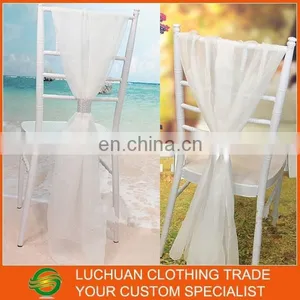 Graceful Chair Covers Wedding Decoration White Organza Chair Sash thumbnail-2