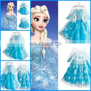 Cheap Fashionable Fancy Dress Frozen Elsa Costume Frozen Movie Formal Dress and Snowflake Fabric for Elsa Elsa Dress FC2026 thumbnail-1
