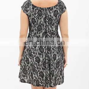 CHEFON Floral Lace off the Shoulder Dress Plus Size thumbnail-3