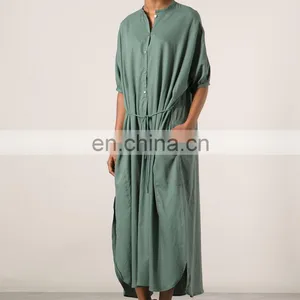 CHEFON Shirt Maxi Dress With Sleeves thumbnail-1