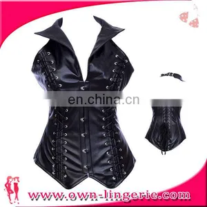 High Quality Waist Shaper Corset Ladies Leather Corset Steampunk Corset thumbnail-4