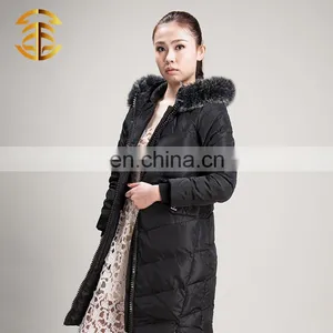 Factory Price Fashion Ladies Luxury Black Down Jacket With Fur Collar thumbnail-4