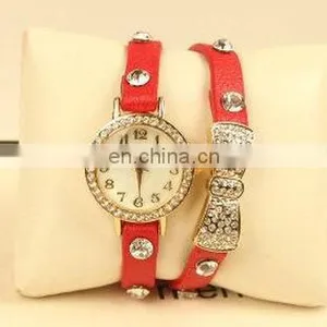 Hot Sell High Quality Rhinestone Bowknot Genuine Cow Leather Retro Watch Vintage Women Dress Watch thumbnail-4