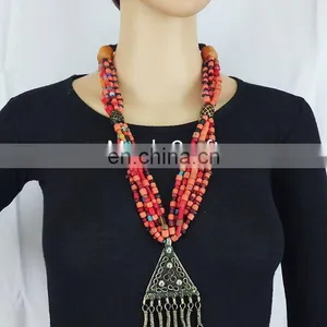 Vintage Festival Afghani Jewelry- Afghan Tribal Jhumar Necklace- Indian Designer Tribal Fusion Jhummer Necklace thumbnail-2