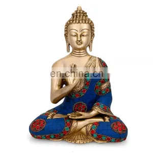 Indian Sitting Buddha Statue Abhaya Buddha Statue Brass Tibetan Medicine Blessing Buddhism Art Ethnic Art God Buddha Statue thumbnail-1